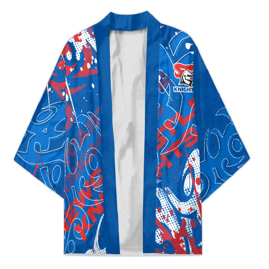 Personalized Newcastle Knights Rugby Kimono Urban Street Graffiti Style - Distressed Splatter Elements