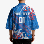 Personalized Newcastle Knights Rugby Kimono Urban Street Graffiti Style - Distressed Splatter Elements