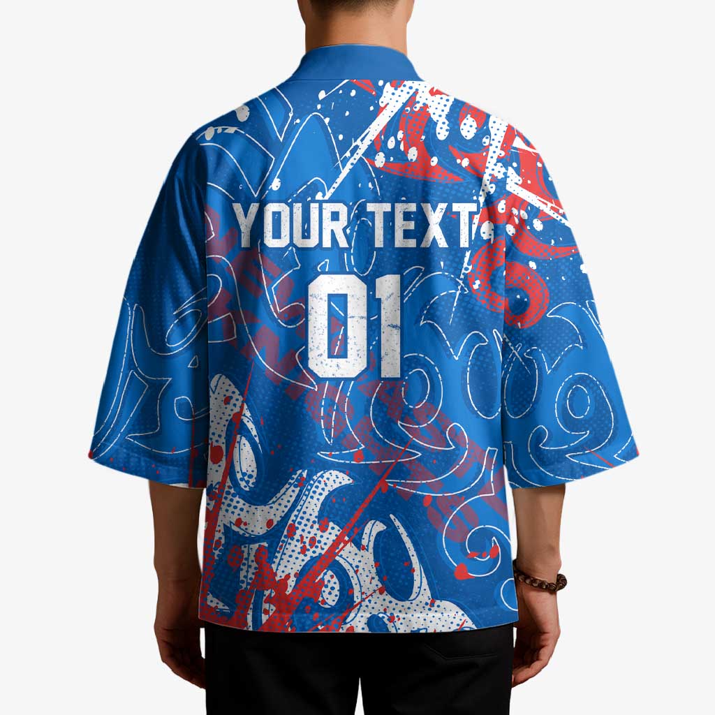 Personalized Newcastle Knights Rugby Kimono Urban Street Graffiti Style - Distressed Splatter Elements