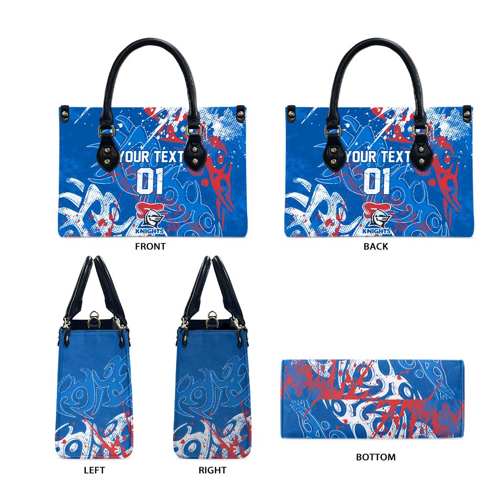 Personalized Newcastle Knights Rugby Leather Bag Urban Street Graffiti Style - Distressed Splatter Elements