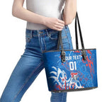 Personalized Newcastle Knights Rugby Leather Tote Bag Urban Street Graffiti Style - Distressed Splatter Elements