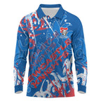 Personalized Newcastle Knights Rugby Long Sleeve Polo Shirt Urban Street Graffiti Style - Distressed Splatter Elements