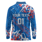 Personalized Newcastle Knights Rugby Long Sleeve Polo Shirt Urban Street Graffiti Style - Distressed Splatter Elements
