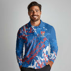 Personalized Newcastle Knights Rugby Long Sleeve Polo Shirt Urban Street Graffiti Style - Distressed Splatter Elements