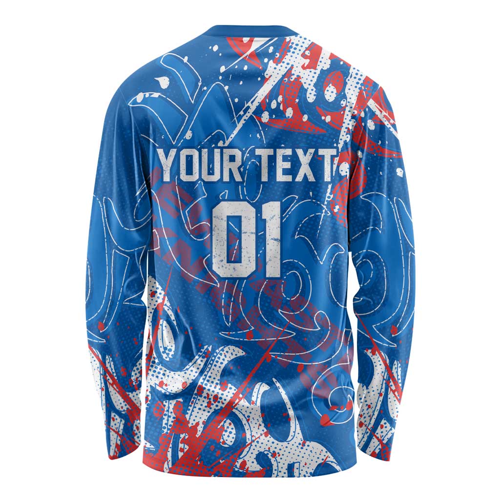 Personalized Newcastle Knights Rugby Long Sleeve Shirt Urban Street Graffiti Style - Distressed Splatter Elements