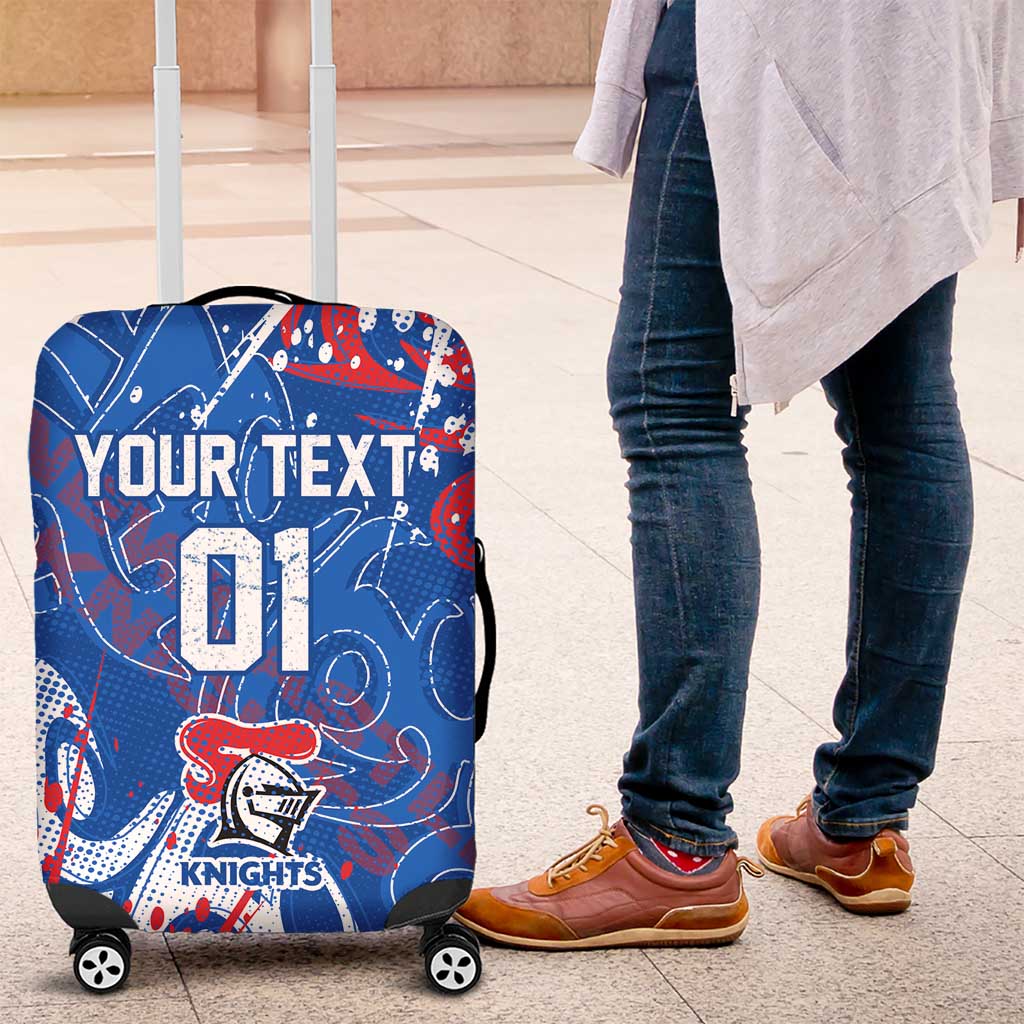 Personalized Newcastle Knights Rugby Luggage Cover Urban Street Graffiti Style - Distressed Splatter Elements