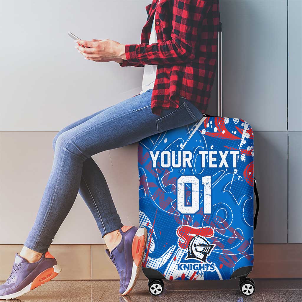 Personalized Newcastle Knights Rugby Luggage Cover Urban Street Graffiti Style - Distressed Splatter Elements