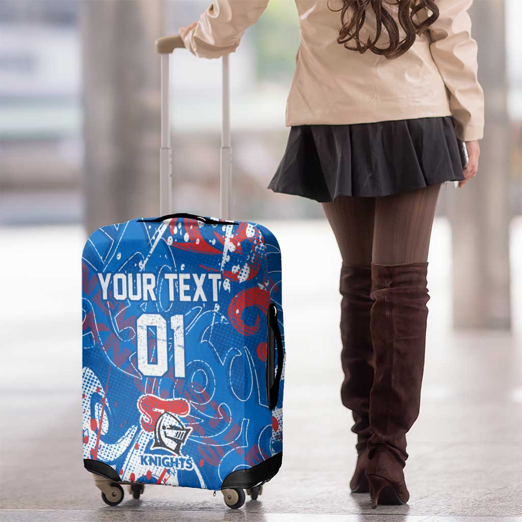 Personalized Newcastle Knights Rugby Luggage Cover Urban Street Graffiti Style - Distressed Splatter Elements