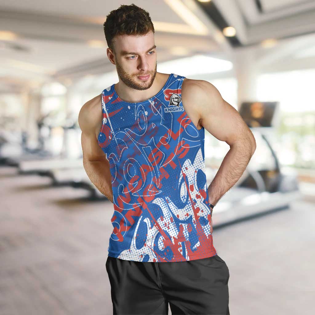 Personalized Newcastle Knights Rugby Men Tank Top Urban Street Graffiti Style - Distressed Splatter Elements