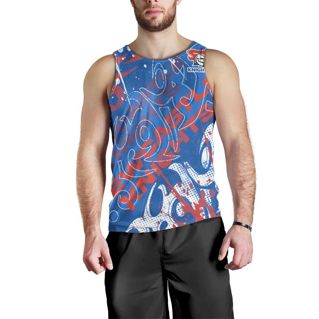 Personalized Newcastle Knights Rugby Men Tank Top Urban Street Graffiti Style - Distressed Splatter Elements