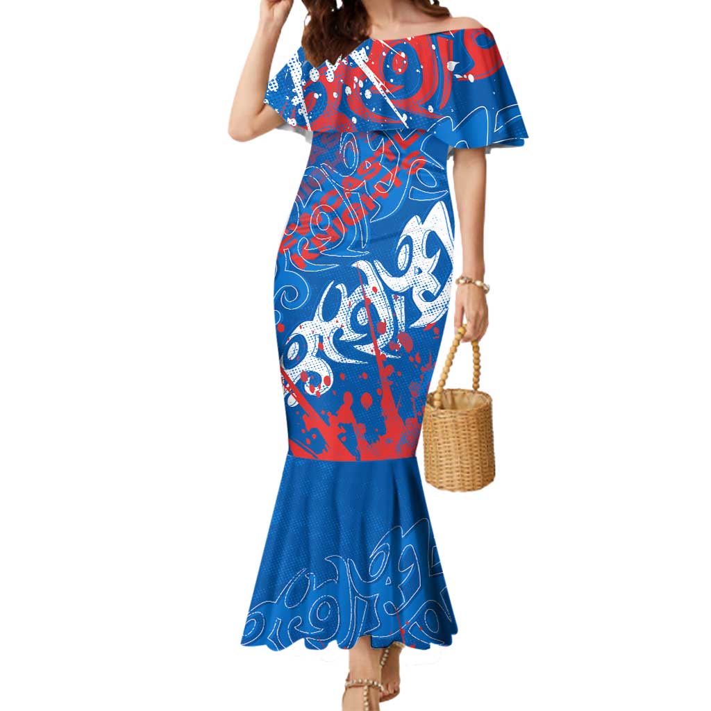 Personalized Newcastle Knights Rugby Mermaid Dress Urban Street Graffiti Style - Distressed Splatter Elements