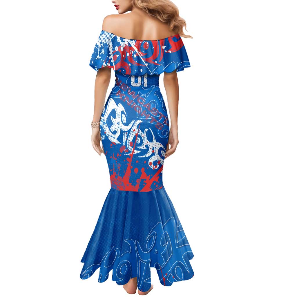 Personalized Newcastle Knights Rugby Mermaid Dress Urban Street Graffiti Style - Distressed Splatter Elements