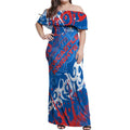 Personalized Newcastle Knights Rugby Off Shoulder Maxi Dress Urban Street Graffiti Style - Distressed Splatter Elements