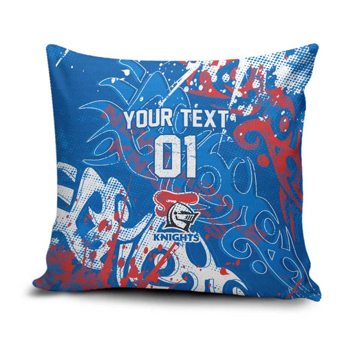 Personalized Newcastle Knights Rugby Pillow Cover Urban Street Graffiti Style - Distressed Splatter Elements