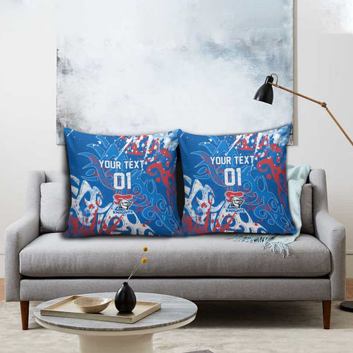 Personalized Newcastle Knights Rugby Pillow Cover Urban Street Graffiti Style - Distressed Splatter Elements