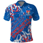 Personalized Newcastle Knights Rugby Polo Shirt Urban Street Graffiti Style - Distressed Splatter Elements