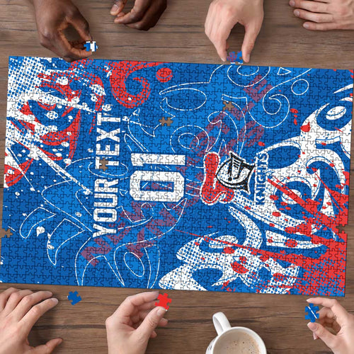 Personalized Newcastle Knights Rugby Puzzle Urban Street Graffiti Style - Distressed Splatter Elements