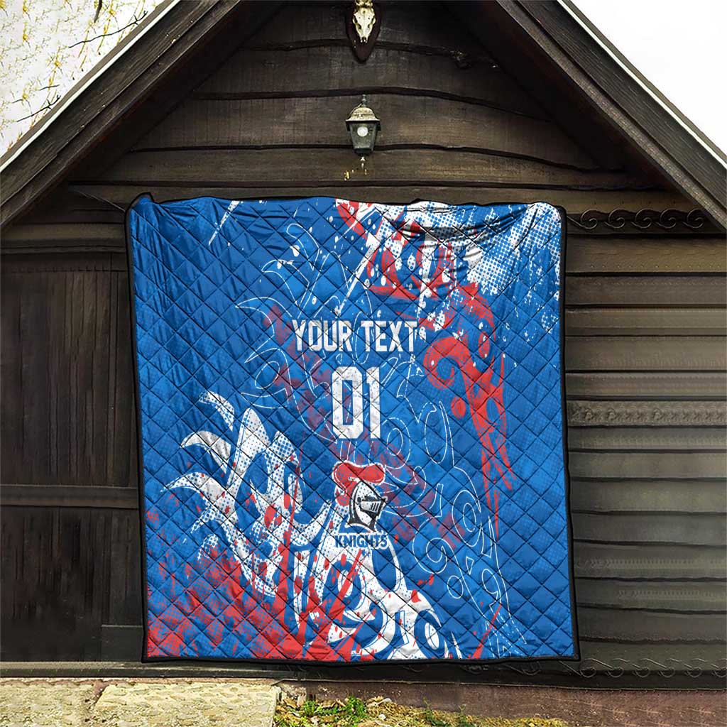 Personalized Newcastle Knights Rugby Quilt Urban Street Graffiti Style - Distressed Splatter Elements