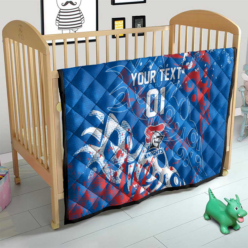 Personalized Newcastle Knights Rugby Quilt Urban Street Graffiti Style - Distressed Splatter Elements