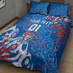Personalized Newcastle Knights Rugby Quilt Bed Set Urban Street Graffiti Style - Distressed Splatter Elements