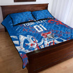 Personalized Newcastle Knights Rugby Quilt Bed Set Urban Street Graffiti Style - Distressed Splatter Elements