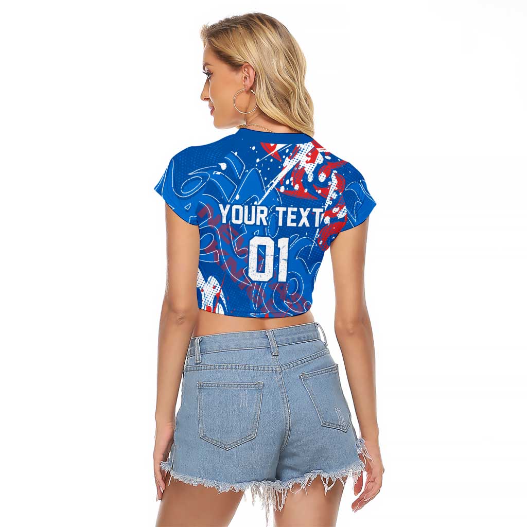 Personalized Newcastle Knights Rugby Raglan Cropped T Shirt Urban Street Graffiti Style - Distressed Splatter Elements