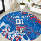 Personalized Newcastle Knights Rugby Round Carpet Urban Street Graffiti Style - Distressed Splatter Elements