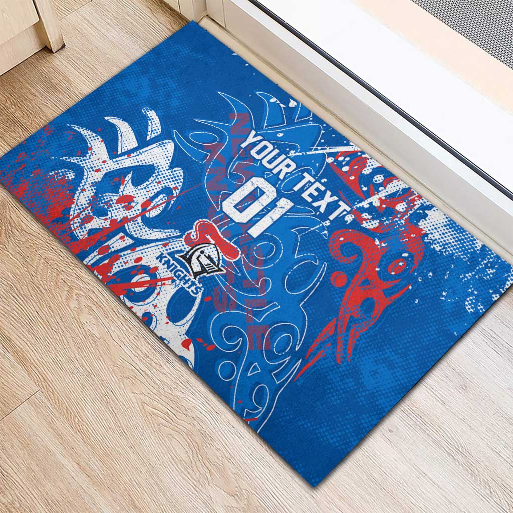 Personalized Newcastle Knights Rugby Rubber Doormat Urban Street Graffiti Style - Distressed Splatter Elements