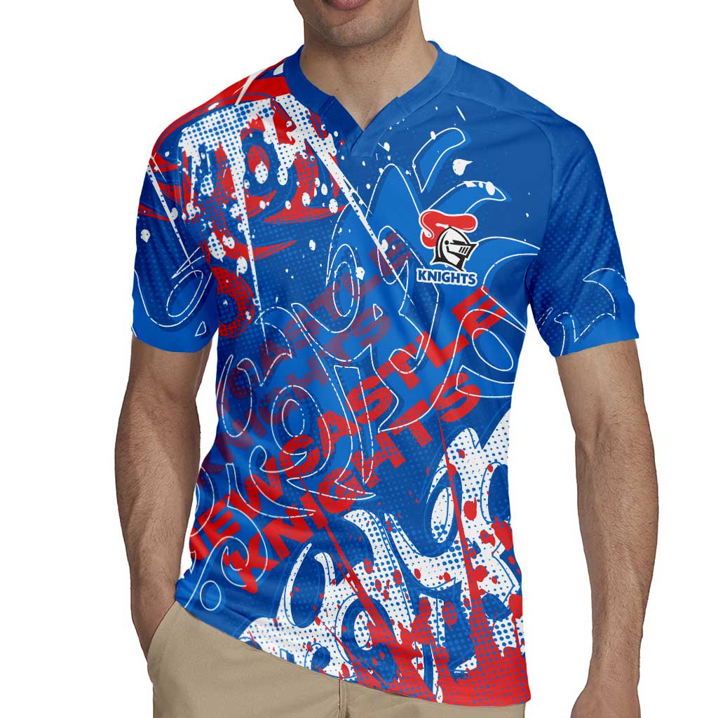 Personalized Newcastle Knights Rugby Rugby Jersey Urban Street Graffiti Style - Distressed Splatter Elements