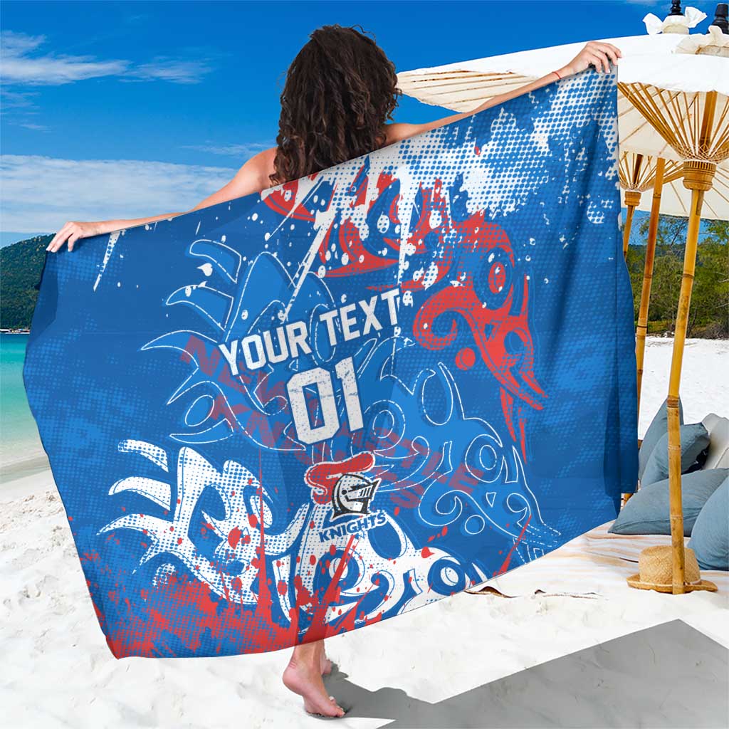 Personalized Newcastle Knights Rugby Sarong Urban Street Graffiti Style - Distressed Splatter Elements