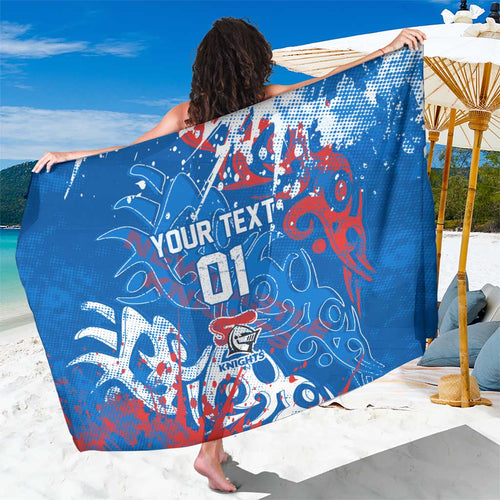 Personalized Newcastle Knights Rugby Sarong Urban Street Graffiti Style - Distressed Splatter Elements