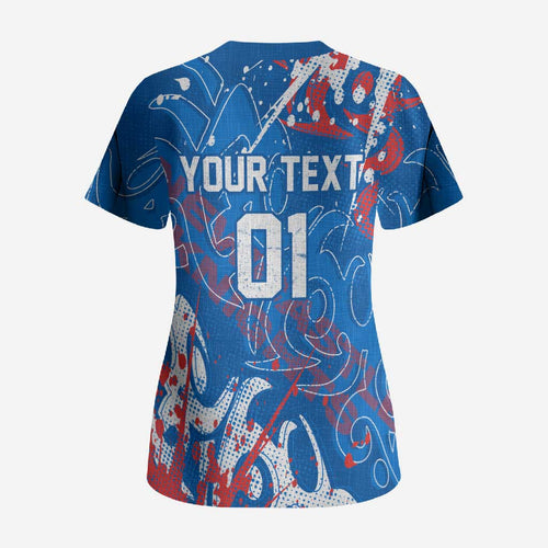 Personalized Newcastle Knights Rugby Scrub Top Urban Street Graffiti Style - Distressed Splatter Elements