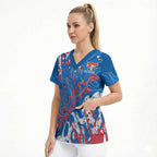 Personalized Newcastle Knights Rugby Scrub Top Urban Street Graffiti Style - Distressed Splatter Elements