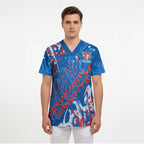 Personalized Newcastle Knights Rugby Scrub Top Urban Street Graffiti Style - Distressed Splatter Elements
