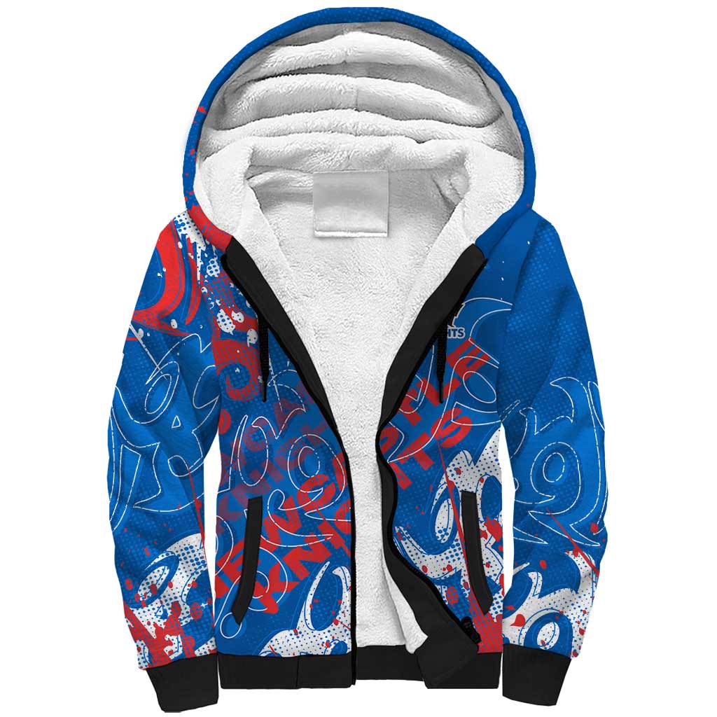 Personalized Newcastle Knights Rugby Sherpa Hoodie Urban Street Graffiti Style - Distressed Splatter Elements