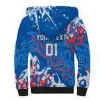 Personalized Newcastle Knights Rugby Sherpa Hoodie Urban Street Graffiti Style - Distressed Splatter Elements
