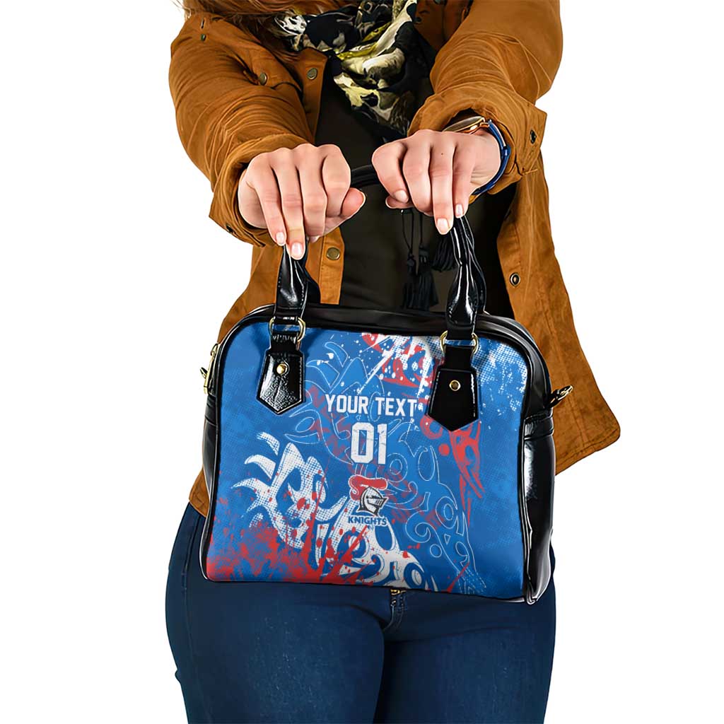 Personalized Newcastle Knights Rugby Shoulder Handbag Urban Street Graffiti Style - Distressed Splatter Elements