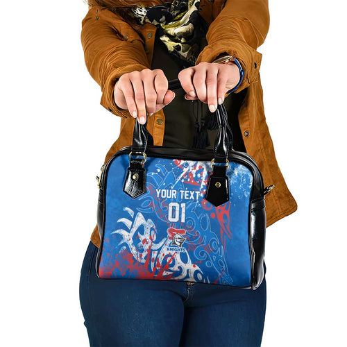Personalized Newcastle Knights Rugby Shoulder Handbag Urban Street Graffiti Style - Distressed Splatter Elements
