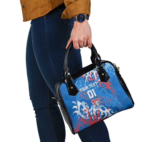 Personalized Newcastle Knights Rugby Shoulder Handbag Urban Street Graffiti Style - Distressed Splatter Elements