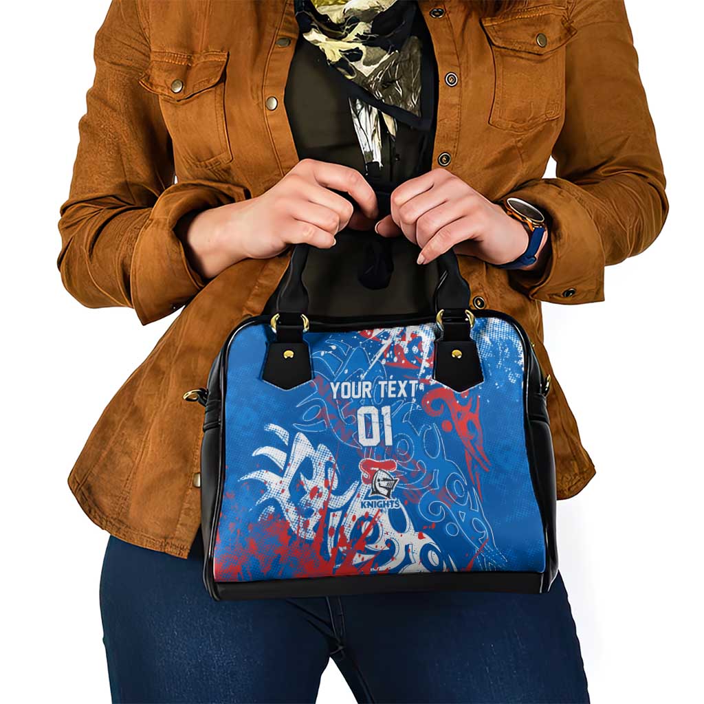 Personalized Newcastle Knights Rugby Shoulder Handbag Urban Street Graffiti Style - Distressed Splatter Elements