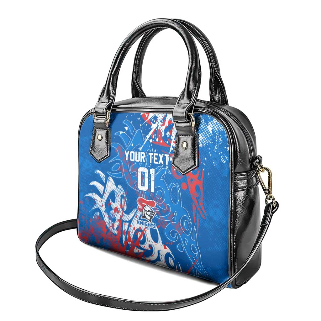 Personalized Newcastle Knights Rugby Shoulder Handbag Urban Street Graffiti Style - Distressed Splatter Elements