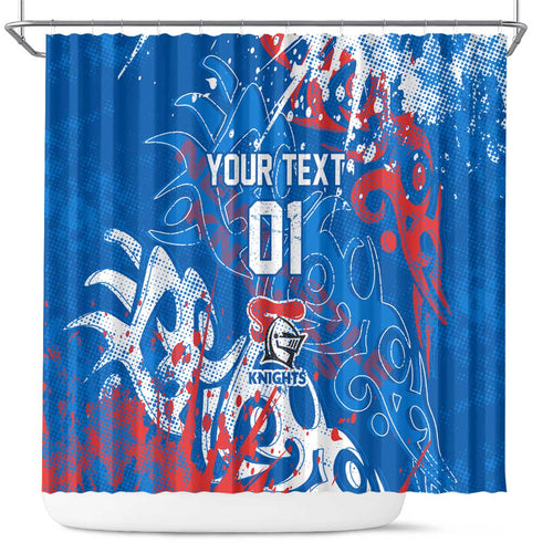 Personalized Newcastle Knights Rugby Shower Curtain Urban Street Graffiti Style - Distressed Splatter Elements