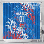 Personalized Newcastle Knights Rugby Shower Curtain Urban Street Graffiti Style - Distressed Splatter Elements