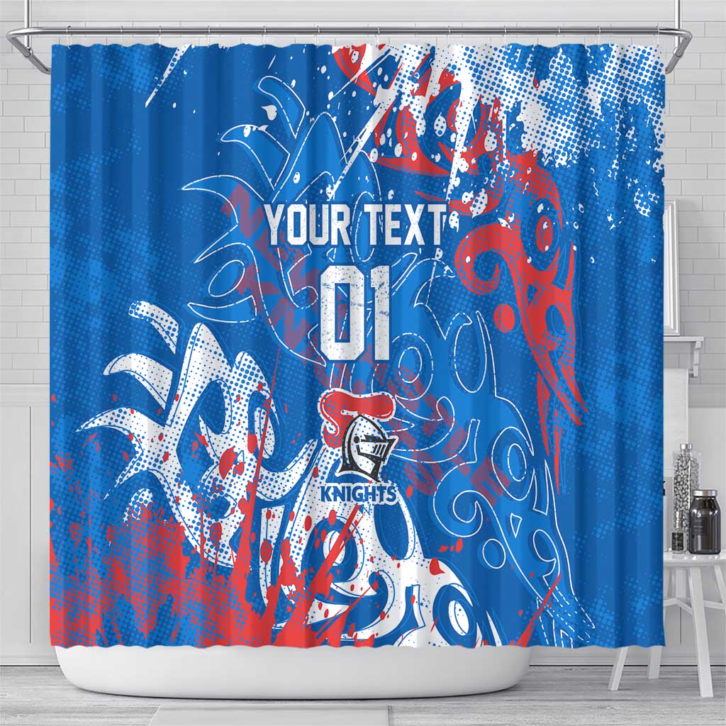 Personalized Newcastle Knights Rugby Shower Curtain Urban Street Graffiti Style - Distressed Splatter Elements