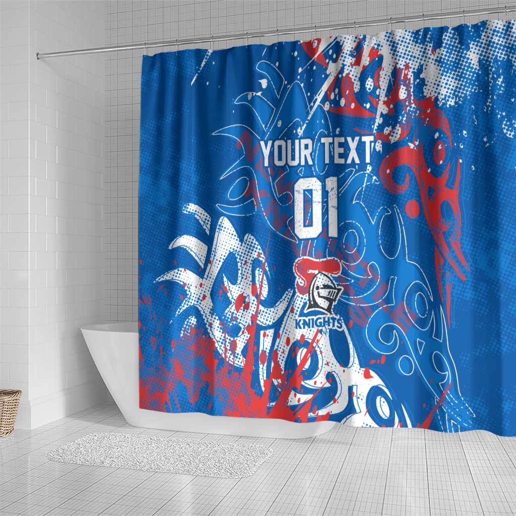 Personalized Newcastle Knights Rugby Shower Curtain Urban Street Graffiti Style - Distressed Splatter Elements