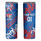 Personalized Newcastle Knights Rugby Skinny Tumbler Urban Street Graffiti Style - Distressed Splatter Elements