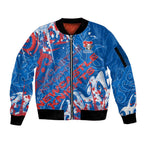 Personalized Newcastle Knights Rugby Sleeve Zip Bomber Jacket Urban Street Graffiti Style - Distressed Splatter Elements