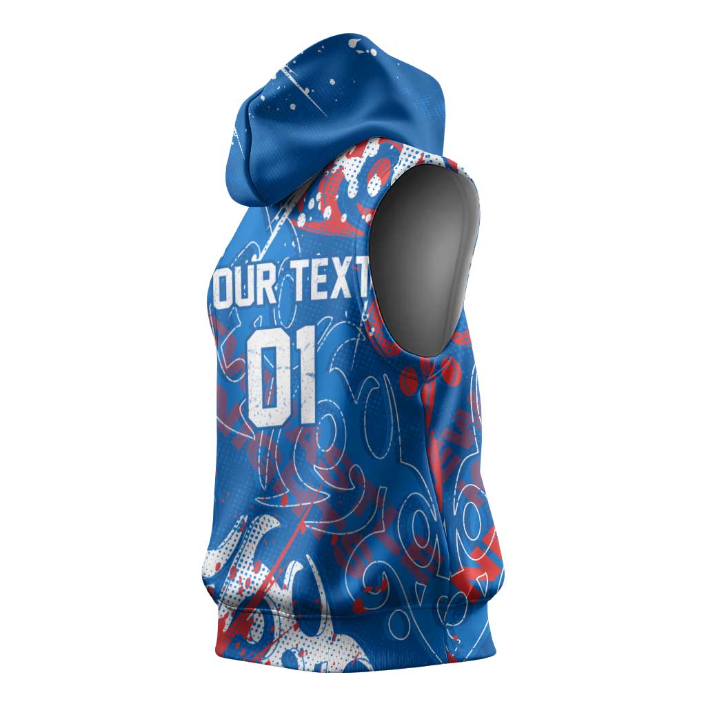 Personalized Newcastle Knights Rugby Sleeveless Hoodie Urban Street Graffiti Style - Distressed Splatter Elements