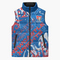 Personalized Newcastle Knights Rugby Sleeveless Puffer Jacket Urban Street Graffiti Style - Distressed Splatter Elements