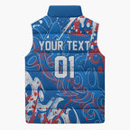 Personalized Newcastle Knights Rugby Sleeveless Puffer Jacket Urban Street Graffiti Style - Distressed Splatter Elements